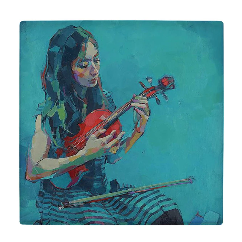 زیر لیوانی  طرح نقاشی دختر ویولن نواز کد    6096847_5288