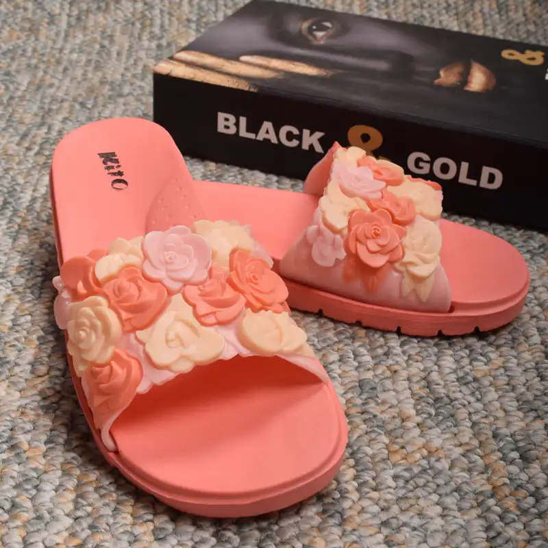 دمپایی زنانه کیتو مدل گلدار ORG.2438