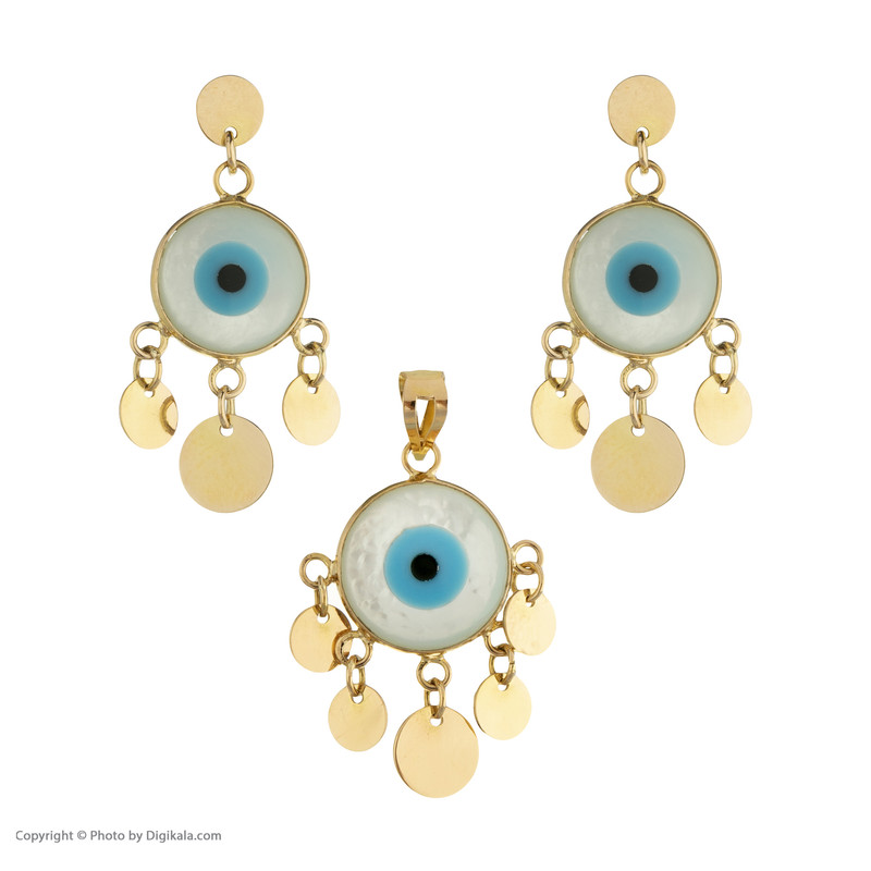 نیم ست طلا 18 عیار زنانه مایا ماهک مدل MS0446 طرح چشم نظر