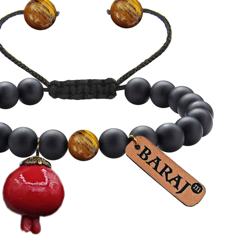 دستبند زنانه باراج من مدل انار و سنگ چشم ببر کد G-AG32