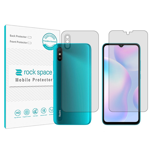 محافظ صفحه نمایش شفاف راک اسپیس مدل HyGEL مناسب برای گوشی موبایل شیائومی Redmi 9AT   به همراه محافظ پشت
