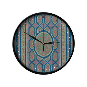 ساعت دیواری مدوپد طرح فرش قم حصیری گل رزی مدل C-Ghom064