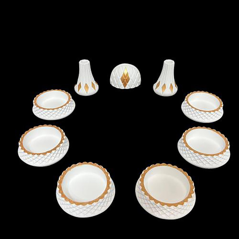 مجموعه ظروف هفت سین 9 پارچه مدل لانه زنوری کد 5