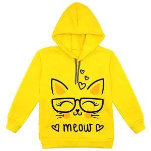 هودی دخترانه مدل گربه F15 رنگ زرد