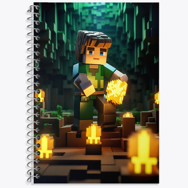 دفتر زبان 50 برگ خندالو مدل دو خط طرح ماینکرافت (Minecraft) کد F2241