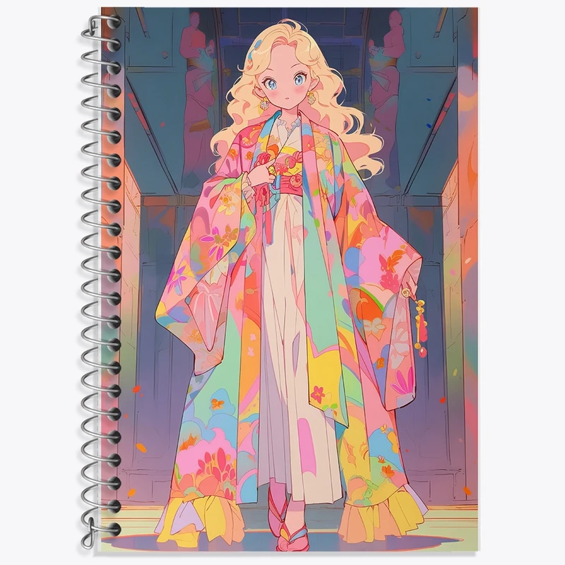 دفتر زبان 50 برگ خندالو مدل دو خط طرح دخترانه کد F607