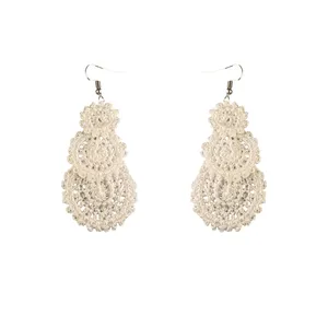 گوشواره دست دوز زنانه مدل قلاب بافی کد Gosh - 007