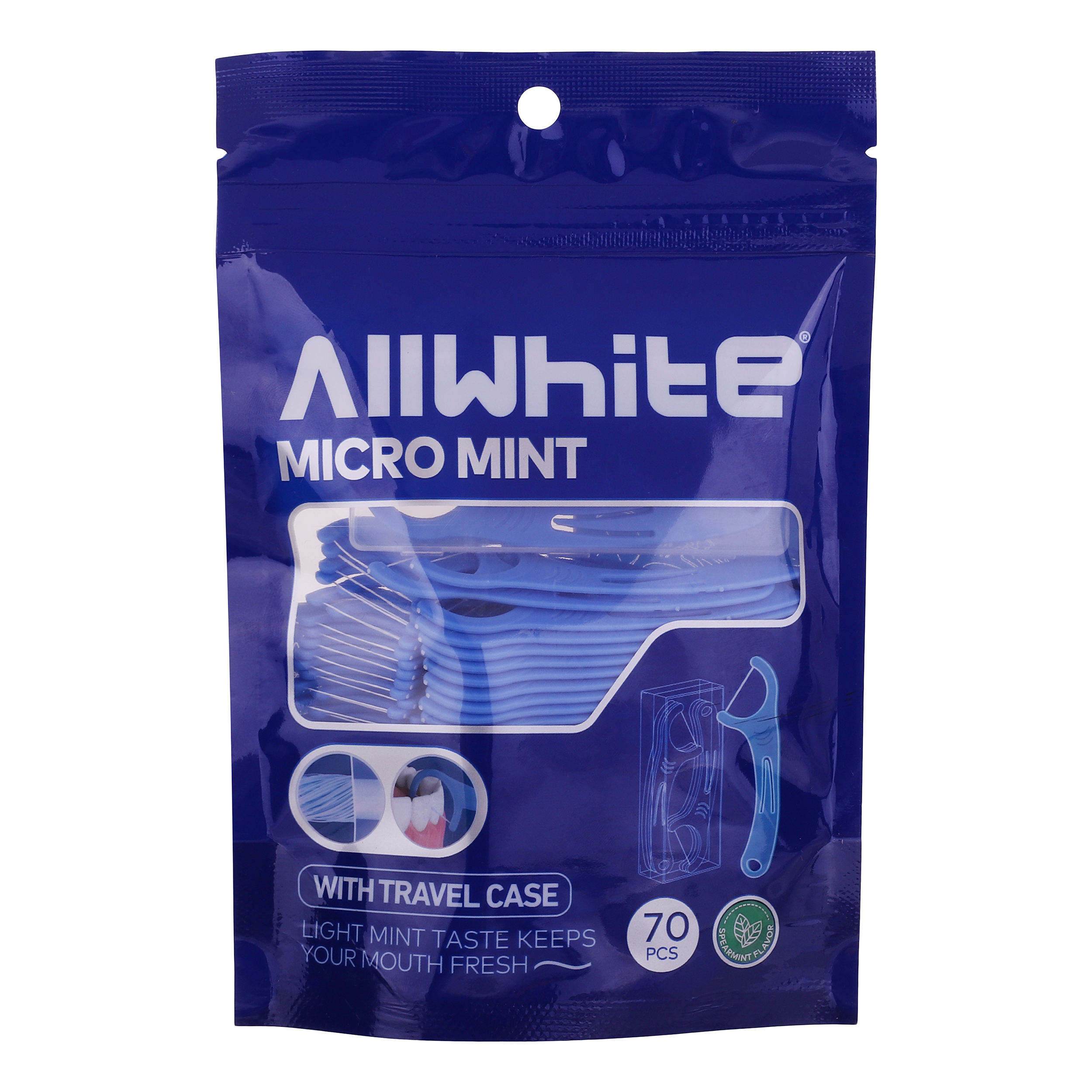 نخ دندان آل وایت مدل micro mint بسته 70 عددی
