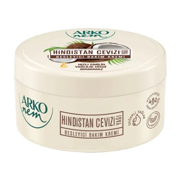 کرم مرطوب‌کننده دست و صورت آرکو نم مدل روغن نارگیل مناسب برای انواع پوست حجم 210 میلی‌لیتر