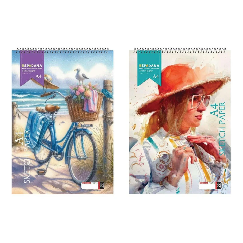 دفتر طراحی 50 برگ اسپادانا مدل فنر بالا کد 59278 مجموعه 2 عددی