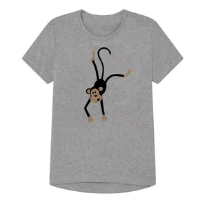 تی شرت آستین کوتاه پسرانه مدل میمون بازیگوش کد Z01 رنگ طوسی