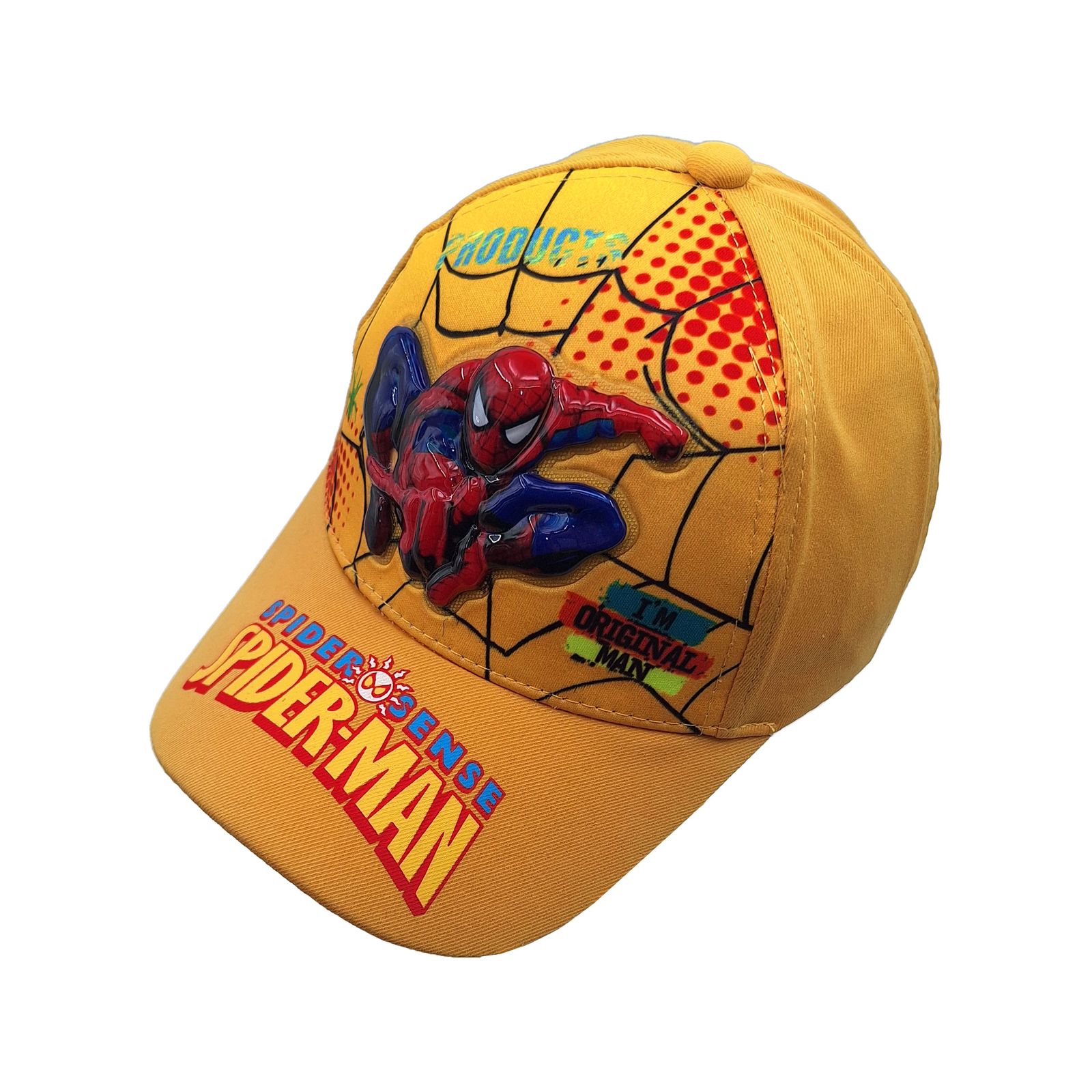 کلاه کپ پسرانه مدل مرد عنکبوتی چراغدار کد 1144 رنگ زرد -  - 1
