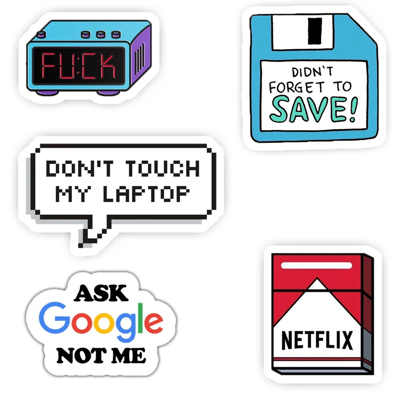 استیکر لپ تاپ و موبایل گوفی طرح فلاپی کد 5238 مجموعه 5 عددی 