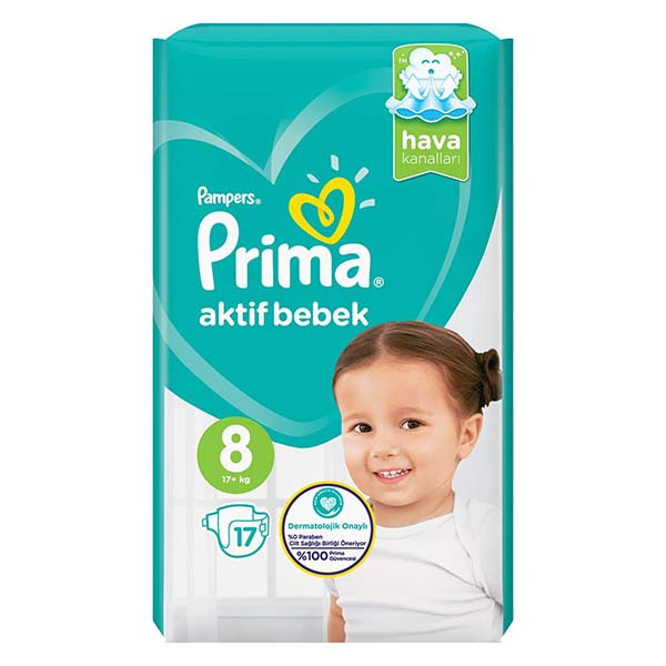 پوشک پریما مدل aktif سایز 8 بسته 17 عددی 