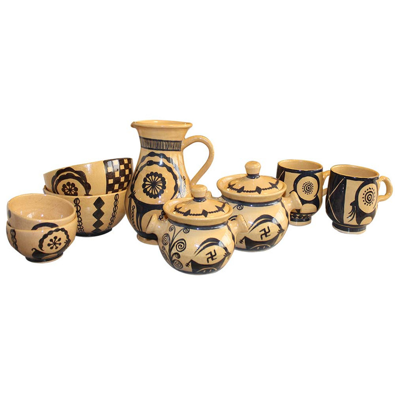 سرویس دیزی خوری سفالی 9 پارچه طرح شوش کد SVS1
