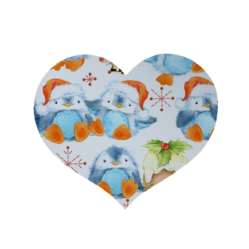 پادری مدل قلب طرح پنگوئن کد 6207 سایز 90x90 سانتی متر