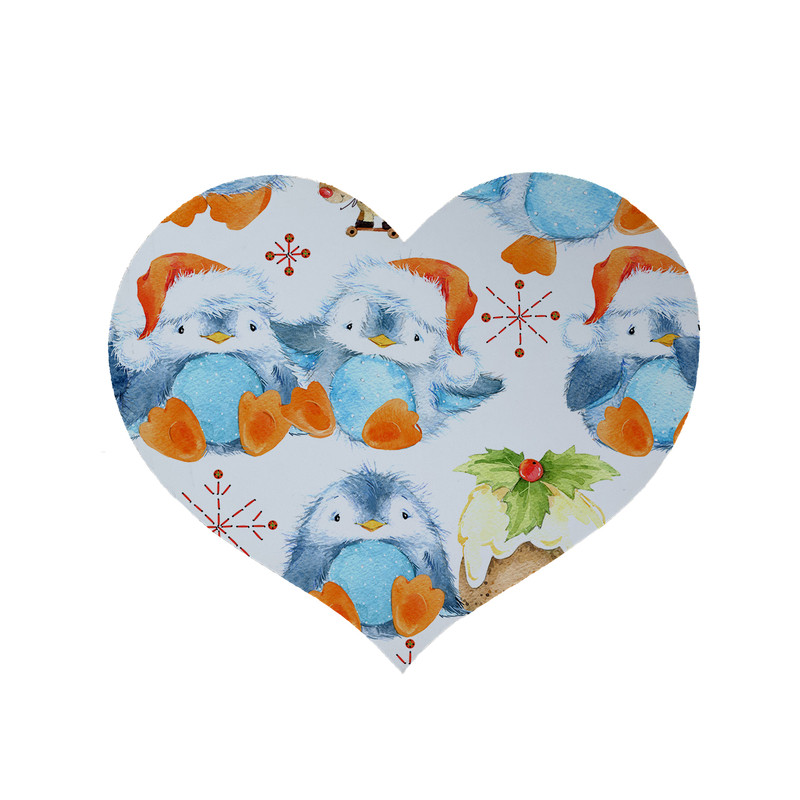 پادری مدل قلب طرح پنگوئن کد 6207 سایز 90x90 سانتی متر