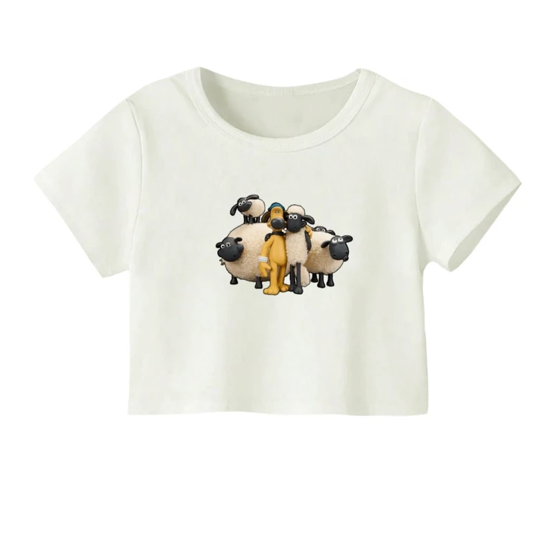 کراپ‌ تی‌شرت آستین کوتاه زنانه مدل بره های ناقلا