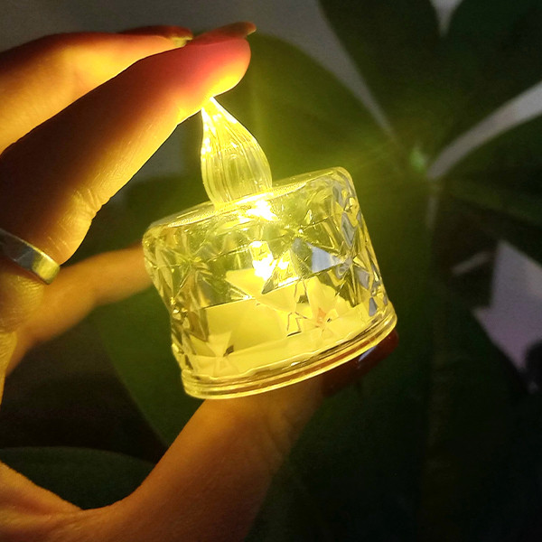 شمع ال ای دی مدل  کریستالی شفاف طرح Diamond مجموعه 2 عددی