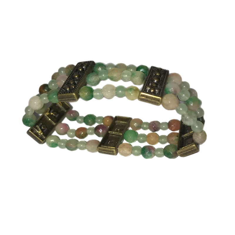 دستبند زنانه مدل سنگ جید و برنز کد S-263