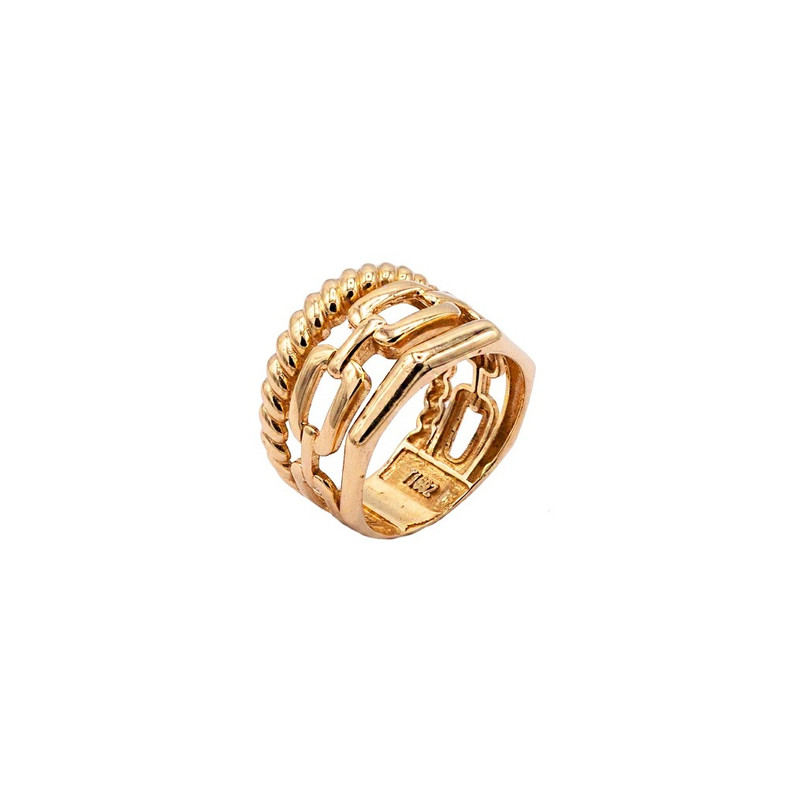 انگشتر طلا 18 عیار زنانه با طرح پورتوفینو الی گالری مدل  سه لاین سایز 54