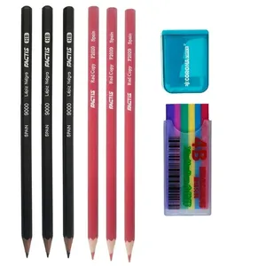 مداد مشکی فکتیس با درجه سختی HB مدل یاسمن به همراه مداد قرمز و پاک کن و تراش مجموعه 8 عددی 