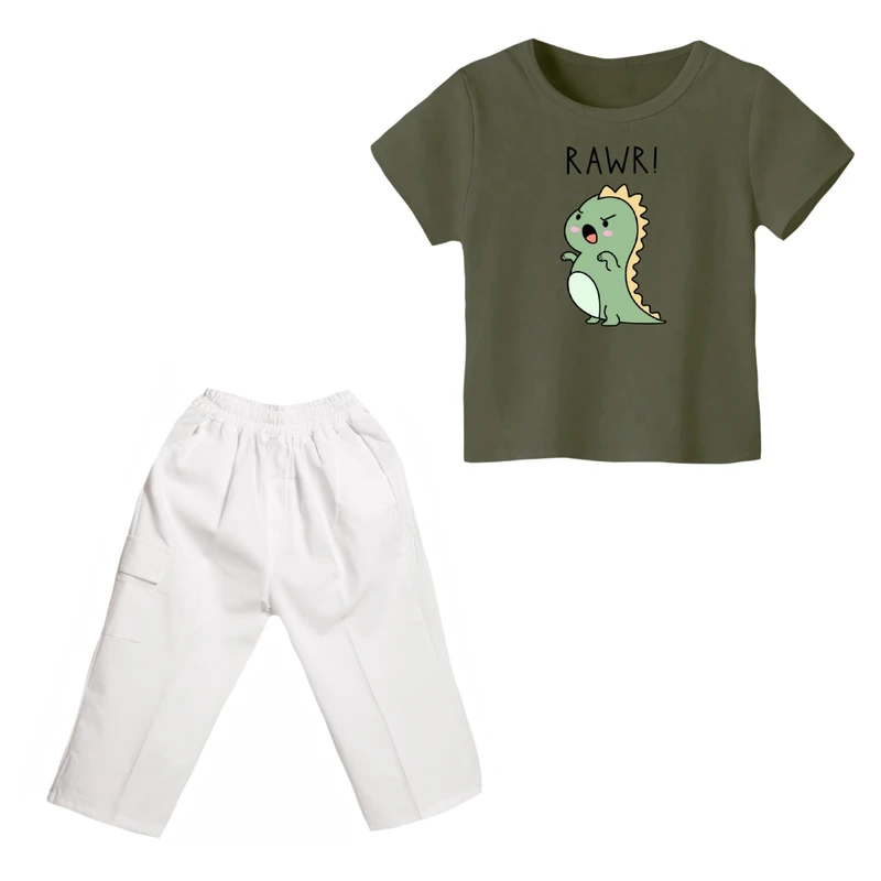 ست تی شرت و شلوارک پسرانه مدل دایناسور کد ۲۱