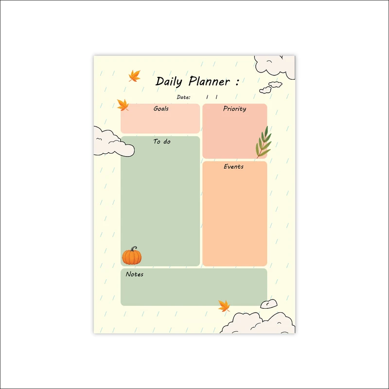 کاغذ یادداشت A5 مدل برنامه ریزی روزانه طرح پاییزی بسته 30 عددی