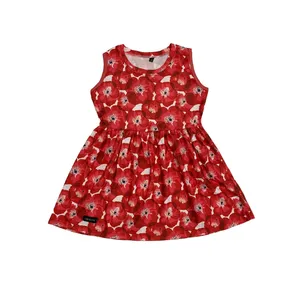 سارافون دخترانه مدل گل گلی رنگ قرمز