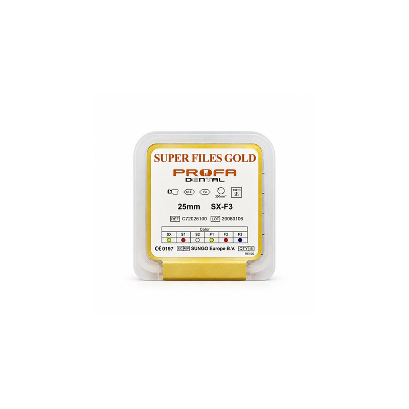 فایل روتاری دندانپزشکی پروفا مدل GOLD SX-F3 25MM بسته 6عددی