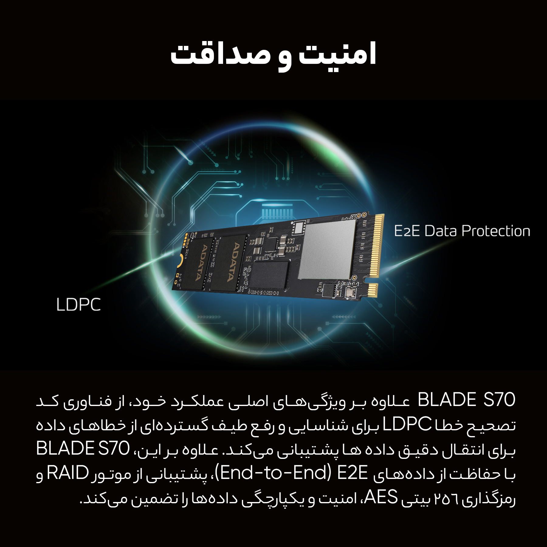 اس اس دی اینترنال ایکس پی جی مدل XPG GAMMIX S70 BLADE ظرفیت 2 ترابایت