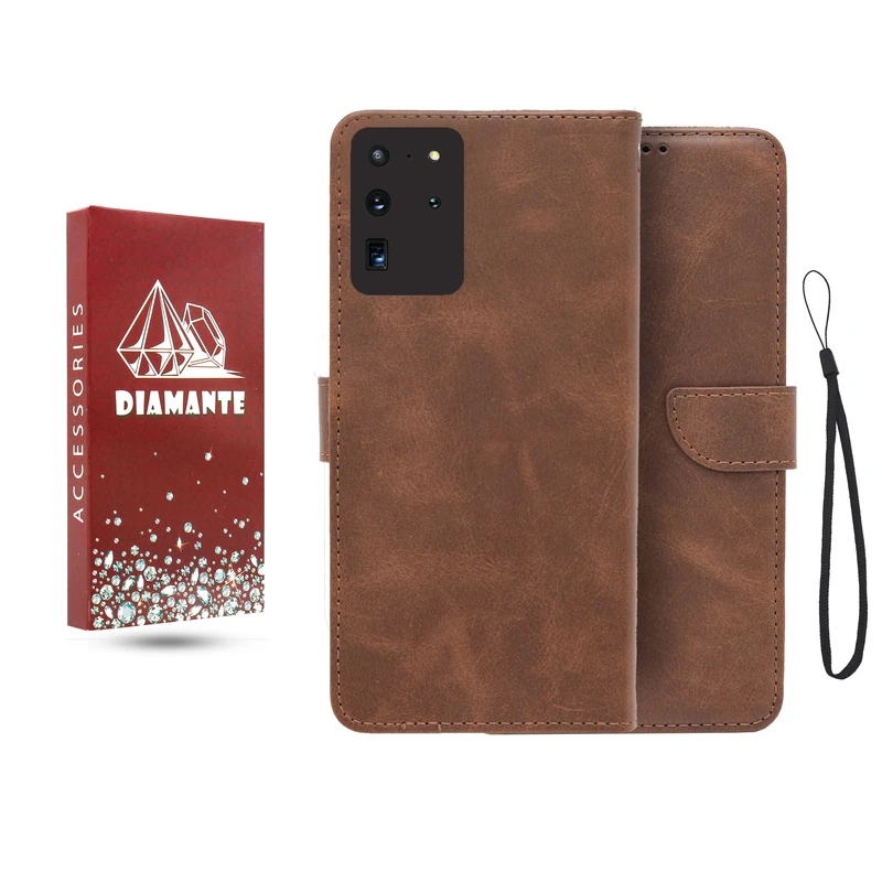 کیف کلاسوری دیامانته مدل جاکارتی بنددار مناسب برای گوشی موبایل سامسونگ Galaxy S20 Ultra به همراه بند آویز