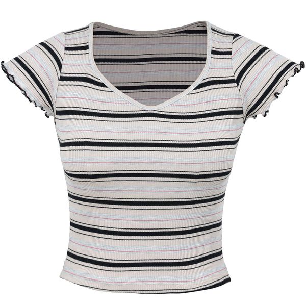 کراپ‌ تی‌شرت آستین کوتاه زنانه دل آویز مدل H369