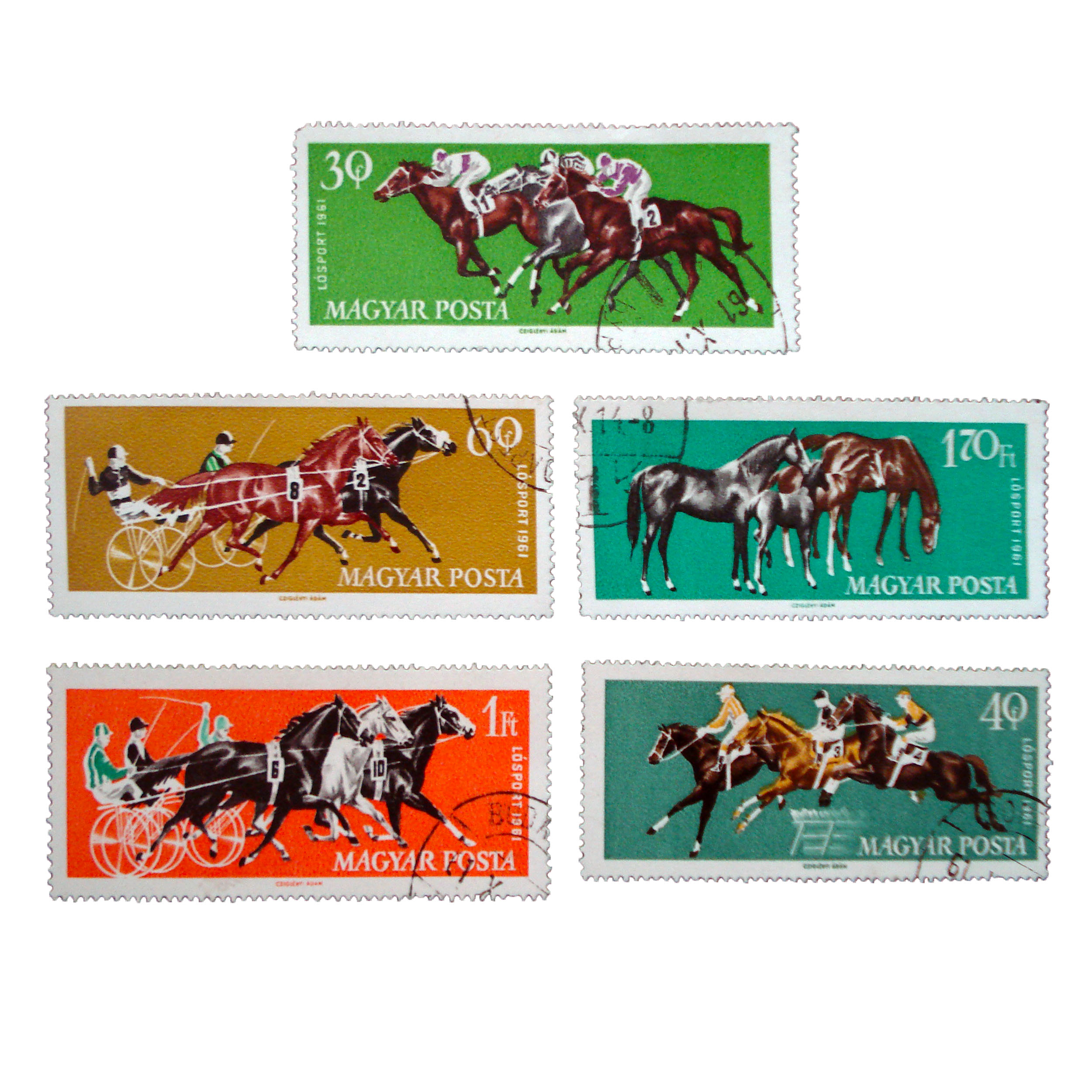 تمبر یادگاری مدل اسب کد bc-1490 مجموعه 5 عددی