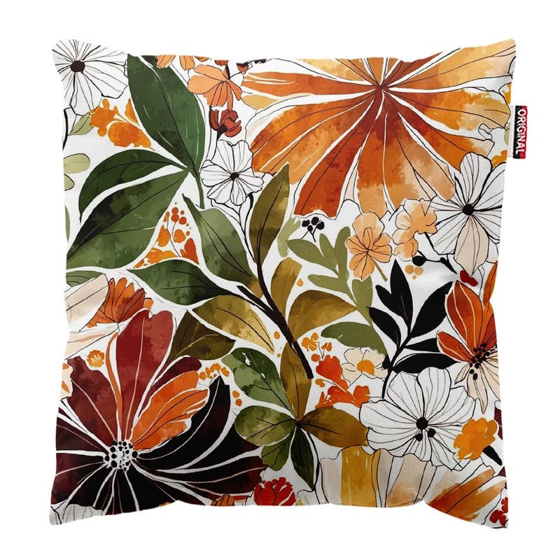 کوسن پاد آفرین مدل مینیمال طرح گل و برگ کد PK303526 سایز 30*30 سانتی متر