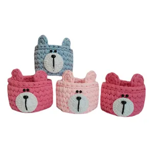 سبد قلاب بافی تریکو طرح خرس کوچولو کد ۱ مجموعه ۴ عددی