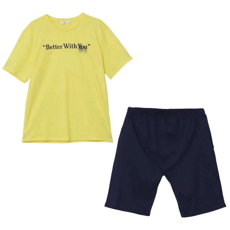 ست تی شرت آستین کوتاه و شلوارک راحتی مردانه ال سی وایکیکی مدل Fresh-Pamuk