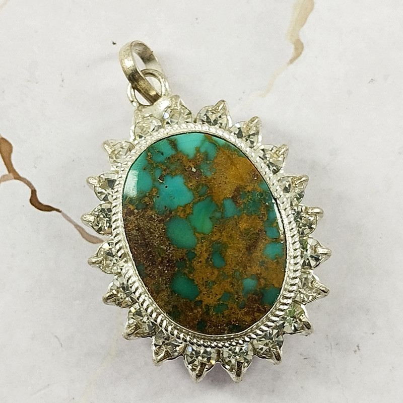 آویز گردنبند نقره زنانه سلین کالا مدل فیروزه نیشابور کد 21