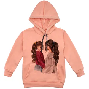 هودی دخترانه مدل دو دوست F16 رنگ گلبهی