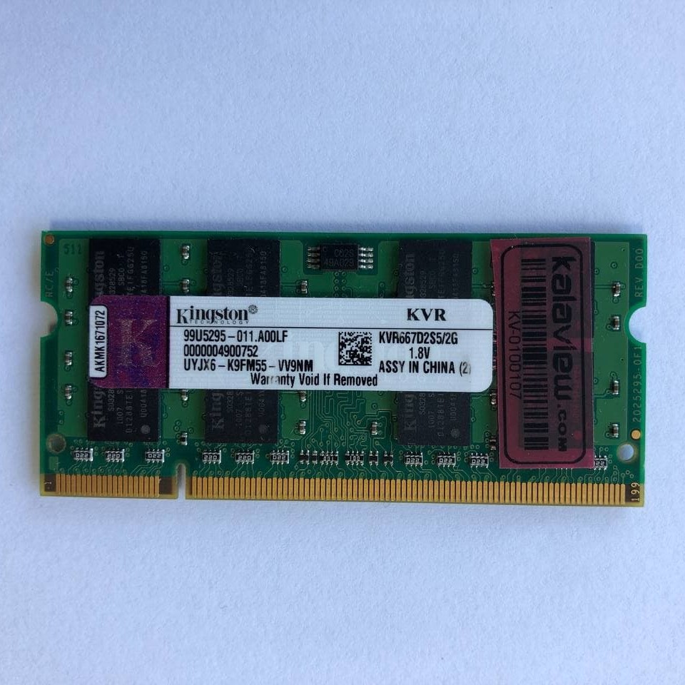 رم لپ تاپ DDR2 تک کاناله 667 مگاهرتز کینگستون مدل PC3-5300 ظرفیت 2 گیگابایت