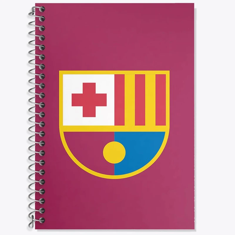 دفتر زبان 50 برگ خندالو مدل سه خط طرح باشگاه بارسلونا FC Barcelona کد 2038