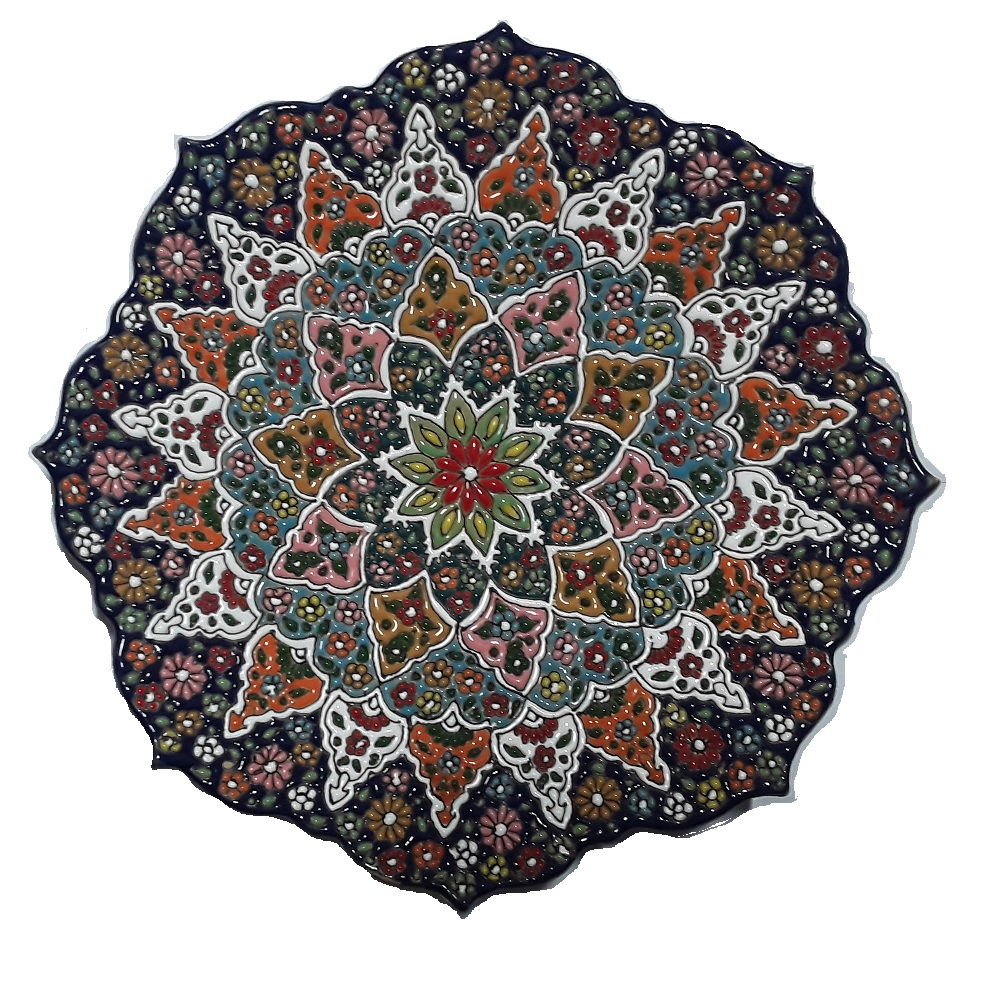 بشقاب میناکاری سفالی مدل لب کمانی کد 99001