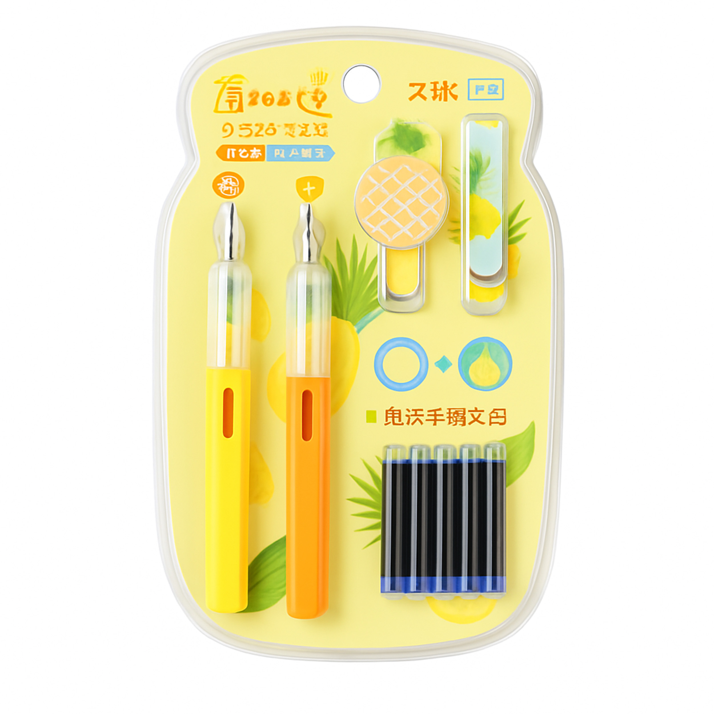 خودنویس مدل آناناس کد no.2 بسته 7 عددی