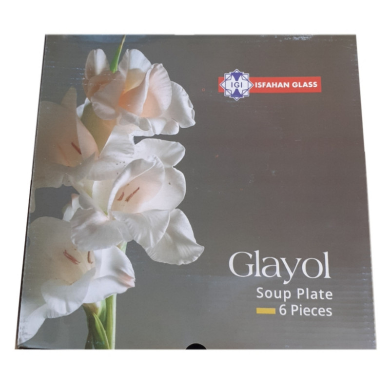 بشقاب خورش خوری شیشه و بلور اصفهان مدل گلایل کد 522 بسته 6 عددی