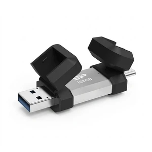 فلش مموری otg سیلیکون پاور مدل c51 ظرفیت 128 گیگابایت با رابط usb3.2 type-a و type-c، مقاوم در برابر ضربه، شوک و گرد و غبار، مناسب تلفن همراه و لپ تاپ