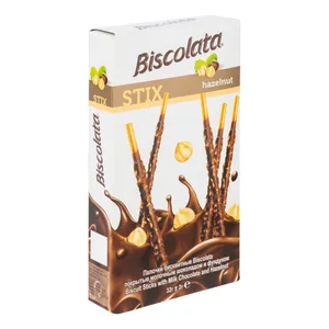 بیسکویت روکش‌دار شکلاتی با تکه‌های فندق استیکس بیسکولاتا - 32 گرم