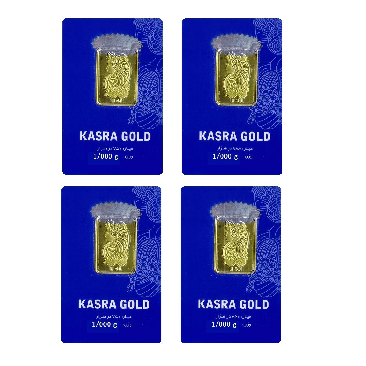 طلا گرمی 18 عیار گالری طلای نجفپور مدل k-4  بسته 4 عددی