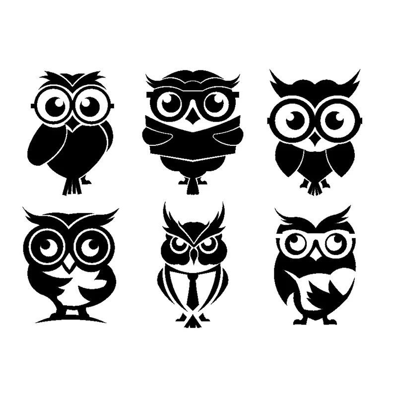 برچسب خودرو طرح جغد کد K16000 مجموعه 6 عددی 