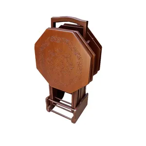 میز عسلی مدل تاشو هشت ضلعی cnc B300 مجموعه 4 عددی