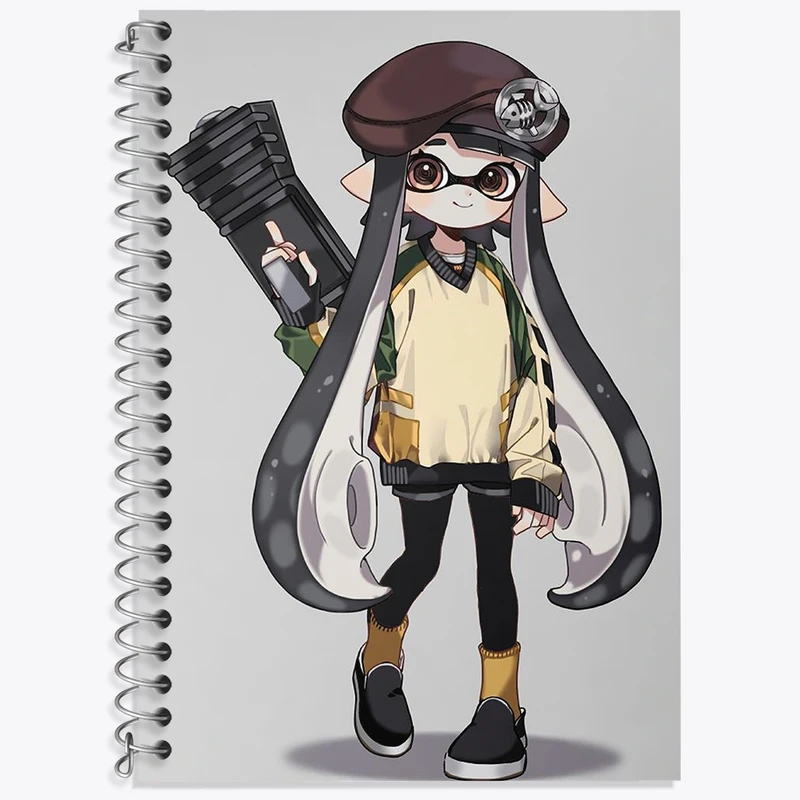 دفتر زبان 50 برگ خندالو مدل سه خط طرح بازی اسپلاتون (Splatoon) کد 33313